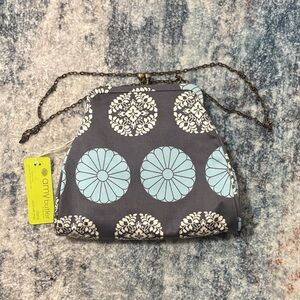 Amy Butler Floral Gray and Blue Shoulder Bag